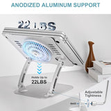 Laptop Cooling Stand with 3 Speed Fan, Adjustable Height Laptop Stand for Desk