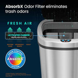 13 Gallon Oval Sensor Trash Can with Odor Filter, 50 Liter Automatic Kitchen Garbage Bin