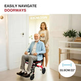 Wheelchairs for Adults Transport Chair Lightweight Foldable with Telescopic Handle, 17-Inch Seat Width Portable Folding Travel Wheel Chairs for Seniors (June Updated Version)