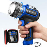 FORTO Compact Rechargeable Spotlight with Adjustable Focus,Long Running Handheld Spot Light with Foldable Stand,LED Spot Lights Outdoor for Boating Hunting Camping Hiking