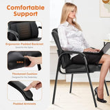 Sweetcrispy Waiting Room Chairs, PU Leather Big and Tall No Wheels Executive Office Chair with Padded Arms