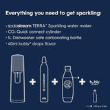 SodaStream Terra Sparkling Water Maker (Misty Blue) with CO2, DWS Bottle and Bubly Drop