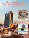 SOXONO Solar Charger Power Bank, PD 20W Fast Charging External Batter, 40000mAh Portable Phone Charger Built in 4 Cables with Dual Bright Flashlights for Camping, Hiking, and Outdoor Use