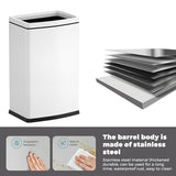 6.6 Gallon/25L Stainless Steel Square Trash Can, Large Capacity Kitchen Garbage Can, Business Trash Bin