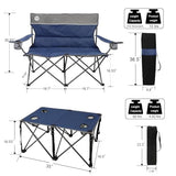 Northroad Folding Camping Chair Set of 4,Portable Collapsible Conversation Set w/1 Sofa,2 Single Chairs and 1 Table for Family Patio,Outdoor Travel,Beach(Blue)