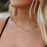YOIHUR Layered Gold Necklaces for Women,14K Gold Plated Beading Snake Chain Necklace Trendy Layering Rectangular Pendant Twisted Rope Necklace Set Jewelry for Women