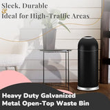 Max Manufacturing Large Commercial 75L/ 20 Gallon Trash Can - Premium Black Steel Open Top Trash Bin for Home, Office & Restaurant