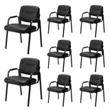 Waiting Room Chair Set of 8, Leather Stationary Office Guest Reception Chairs No Wheel