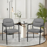 Leather Office Guest Chair Sets of 8, Reception Chair No Wheels with Armrests and Lumber Support