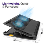 Targus Laptop Cooling Pad for Laptops up to 17-inches, Dual High-Speed Fans Chill Mat + 4-Port USB Hub Laptop Fan Cooling Pad for Work