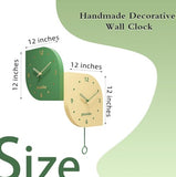 Green Yellow Silent Non-Ticking Corner Wall Clock, 12 Inch Mid Century Modern Double Sided Decorative Metal Battery Operated Unique Wall Decor for Living Room Bedroom House Warming Gifts New Home