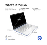 HP 14" Business Laptop Computer with 1-Year Office 365, Intel Quad-Core N150 Processor, 4GB RAM 640GB Storage (128GB UFS+512GB SD Card), Windows 11 Home, PLUSERA Earphones, Sky Blue
