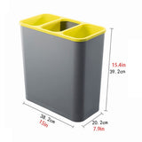 3-Cartment Pull-Out Trash Can for Kitchen & Bathroom 20L Recycling Bin Under Counter Gray Waste Basket for Office & Home Sorting