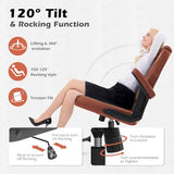 SEATZONE Brown Office Chair Ergonomic Desk Chair with Lumbar Support, Flip-Up Arms, Adjustable Swivel Computer Chair with Wheels