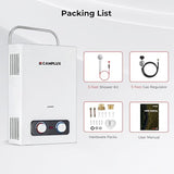 Camplux Pro 6L Portable Tankless Water Heater,Mini Sized Outdoor Propane Gas Water Heater with Portable Handle,Propane Gas Water Heater for RV,Campings,Cabins,Barns,White