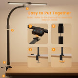 LED Desk Lamp for Home Office, 24W Computer Desk Light with Remote Control, Bright Table Lamp with Clamp