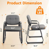 CLATINA Waiting Room Guest Chair with Bonded Leather Padded Arm Rest for Office Reception and Conference Desk Black with Sled Base Grey 8 Pack