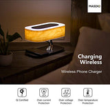 AMPULLA Masdio by Ampulla Bedside Lamp with Bluetooth Speaker and Wireless Charger, Table Lamp Desk Lamp