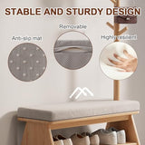 YQJJGL Coat Rack with Shoe Storage,Shoe Rack whit 8 Hook for Offices、Bedroom、Living Room,Small Shoe Bench, Natural