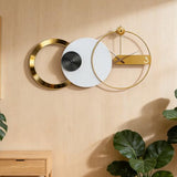AMAATE Modern Luxury Geometric Wall Clock, Large 3D Gold Metal Ring Abstract Art, Silent Non-Ticking, for Living Room Bedroom Office Decor, 17.7"x33.26"