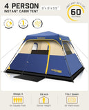 FanttikOutdoor Zeta C4 Pro Camping Tent 4 Person Instant Cabin Tent Setup in 60 Seconds with Rainfly & Windproof Portable with Carry Bag for Family Camping & Hiking, Upgraded Ventilation, Navy Blue