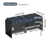 Modern Blue Upholstered Waiting Room Bench with Storage, Elegant Office Bench