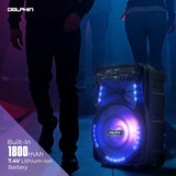 Dolphin 12-Inch Rechargeable Bluetooth Party Speaker – High Power Sound, TWS Compatibility, LED Lights, 5-Band Equalizer, Portable Design with Trolley and Wheels