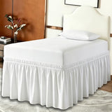 ANARACHON Dorm Bed Skirt Twin XL 32 Inch Drop, 100% Microfiber Extra Long College Dust Ruffle Bedskirt for Adjustable Beds, Elastic Wrap Around Design, White