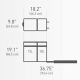 35 Liter / 9.3 Gallon Dual Compartment Under Counter Kitchen Cabinet Pull-Out Recycling Bin and Trash Can