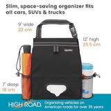 High Road Car Organizer with Car Trash Bin and Tissue Holder - Holds Full Size Tissue Box, Bottles and Wipe Containers