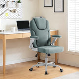 SEATZONE Cyan Office Chair Ergonomic Desk Chair with Lumbar Support, Flip-Up Arms, Adjustable Swivel Computer Chair with Wheels