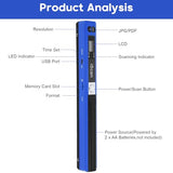 Portable Document Scanner - 900DPI Handheld Portable Scanner Image Scanner Scanning