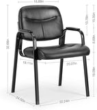 Waiting Room Chair Set of 8, Leather Stationary Office Guest Reception Chairs No Wheel