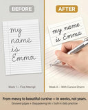UNCLE EJ® Grooved Cursive Handwriting Workbook Kit - Reusable Cursive Workbook for Kids 8-12 and Adults, Magic Grooved Handwriting Practice, Letters Words Poetry & Affirmations, Cursive Charm, 9.8"x7"
