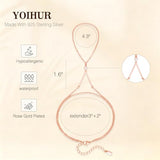 YOIHUR Rose Gold Hand Chain Bracelet, 925 Sterling Silver Finger Ring Bracelet, Adjustable Hand Chains, Stack Jewellery Stars and CZ Hand Jewelry Gifts for Women, 2" to 2.4" Extend