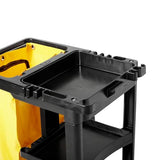 Rubbermaid Commercial Traditional Janitorial 3-Shelf Cleaning Cart, Wheeled with Zippered Yellow Vinyl Bag