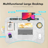 Lap Desk for Bed Adjustable Height, Foldable Bed Table with Storage Drawer, Tablet Slot & Cup Holder