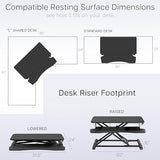 Height Adjustable Sit to Stand Riser, Dual Monitor and Laptop Workstation with Wide Keyboard Tray