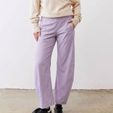 SeeLuNa Women Barrel Travel Pants Elastic Waistband Tapered Leg Baggy Mid Rise Work Trousers Lounge Pant with Pockets(Light-Purple,M)