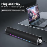 aowoka Computer Speakers, USB Powered PC Speakers, Hi-Fi Stereo Computer Sound Bar with Bluetooth & 3.5mm Aux
