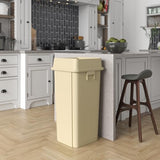 23 Gallon Beige Square Commercial Trash | Garbage Can with Lid - Office, Outdoor, Restaurant, School, Kitchen