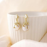 YOIHUR 6MM Pearl Earrings for Women, 14K Gold Plated Pearl Drop Dangle Earring Zircon Stud Earrings Trendy Hypoallergenic Wedding Earring Bridesmaid Jewelry Gift