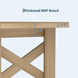Long Dining Table for 6-8, Farmhouse Wooden Barn Kitchen Table for 6, Triangular Legs, Large Dining Room Table