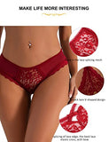 ohyeahlady Women's Sexy Lace Thong Plus Size Tanga Briefs Panties Strings Lace Lingerie Cheeky Underwear