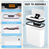 Cesun Motion Sensor Trash Can, 5 Gallon Automatic Bathroom Garbage Can with Lid, White