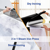 1800W Steam Press with 5 Fabric Settings Language Conversion and Voice Prompts, Iron Press with Spray Bottle and Press Pad for Home Business