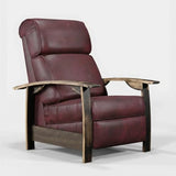 Trend Manor Whiskey Barrel Recliner Chair | Handcrafted from Authentic Whiskey Barrels | Italian Leather | Made in USA | Oxblood Finish | Comfortable Recliner