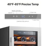 Ca'Lefort 15 Inch Wine Fridge, 33-Bottle Wine Cooler Refrigerator | 40-65°F Control