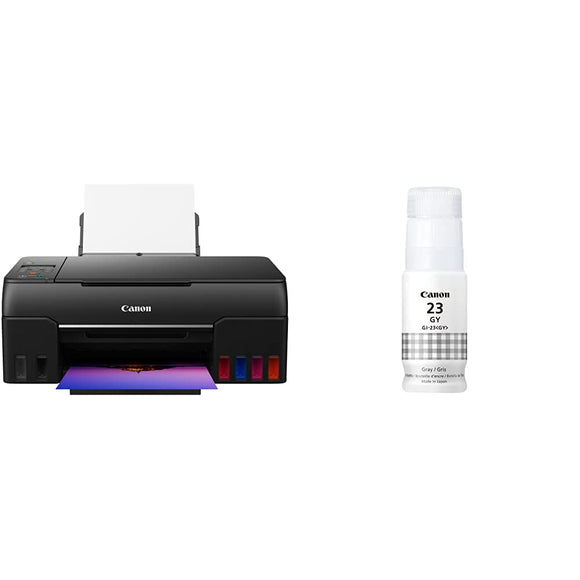 Canon PIXMA G620 Wireless MegaTank Photo All-in-One Printer [Print, Copy, Scan], Black with Canon GI-23 GY AMR