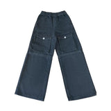 Tenfinordi Black Boys Cargo Jeans Elastic Waist Baggy Jeans, Casual Kids Straight Wide Leg Denim Pants Multi-Pockets Soft School Y2K Trendy Streetwear Trousers Size 10